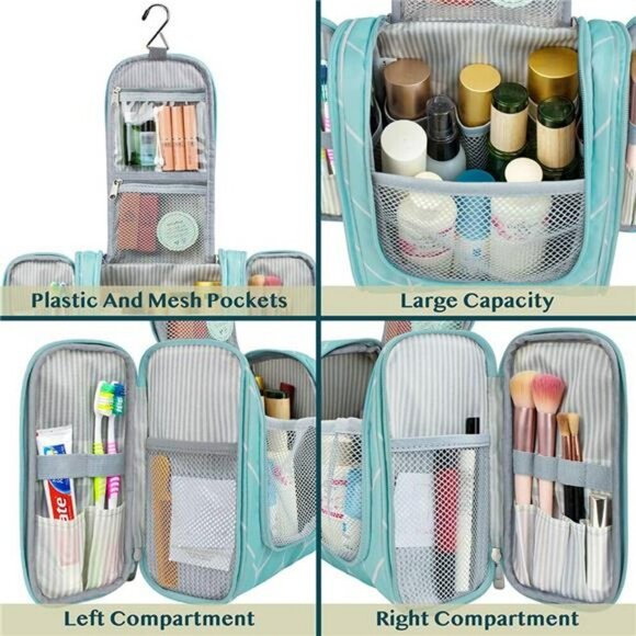 Hanging Toiletry Bag Travel Makeup Organizer Large Water Resistant Cosmetic Kit - Picture 6 of 7